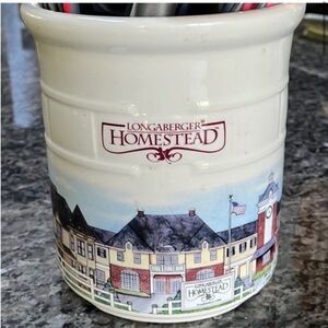 Longaberger Homestead Ceramic Crock - White and Multicolor